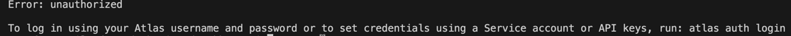 atlas auth logout error message