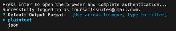 Atlas CLI default output format